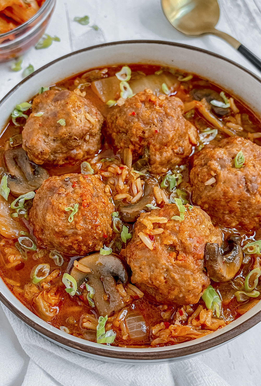 Kimchi and Pork Meatball Stew