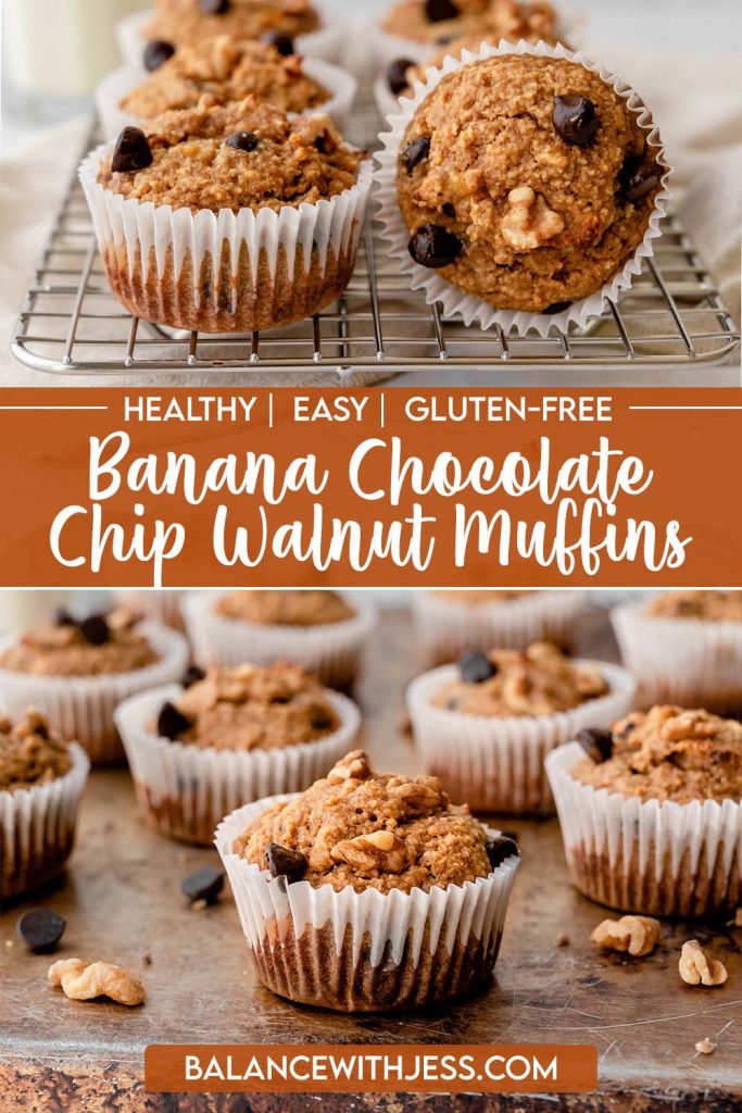 Create amazing Banana Chocolate Chip Walnut Muffins in under an hour! And they're healthy! This recipe does not contain any gluten, dairy, or refined sugar. Bring on the healthy, yummy muffins for breakfast or dessert!