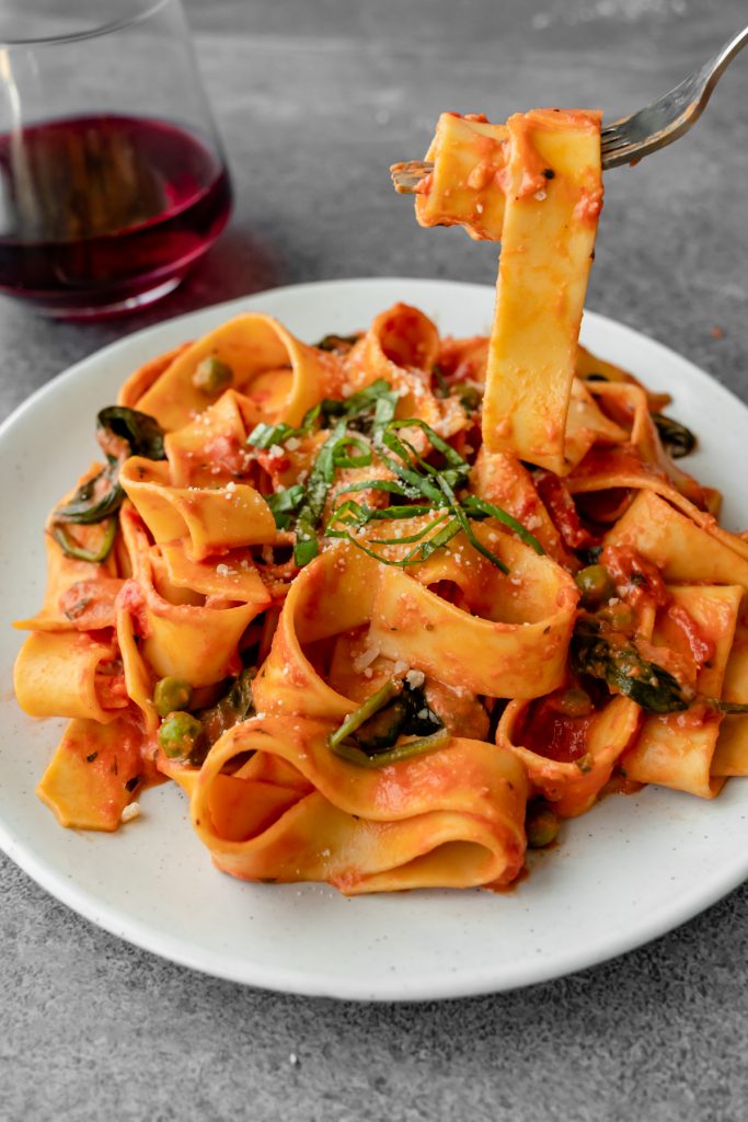Fork holding a pappardelle