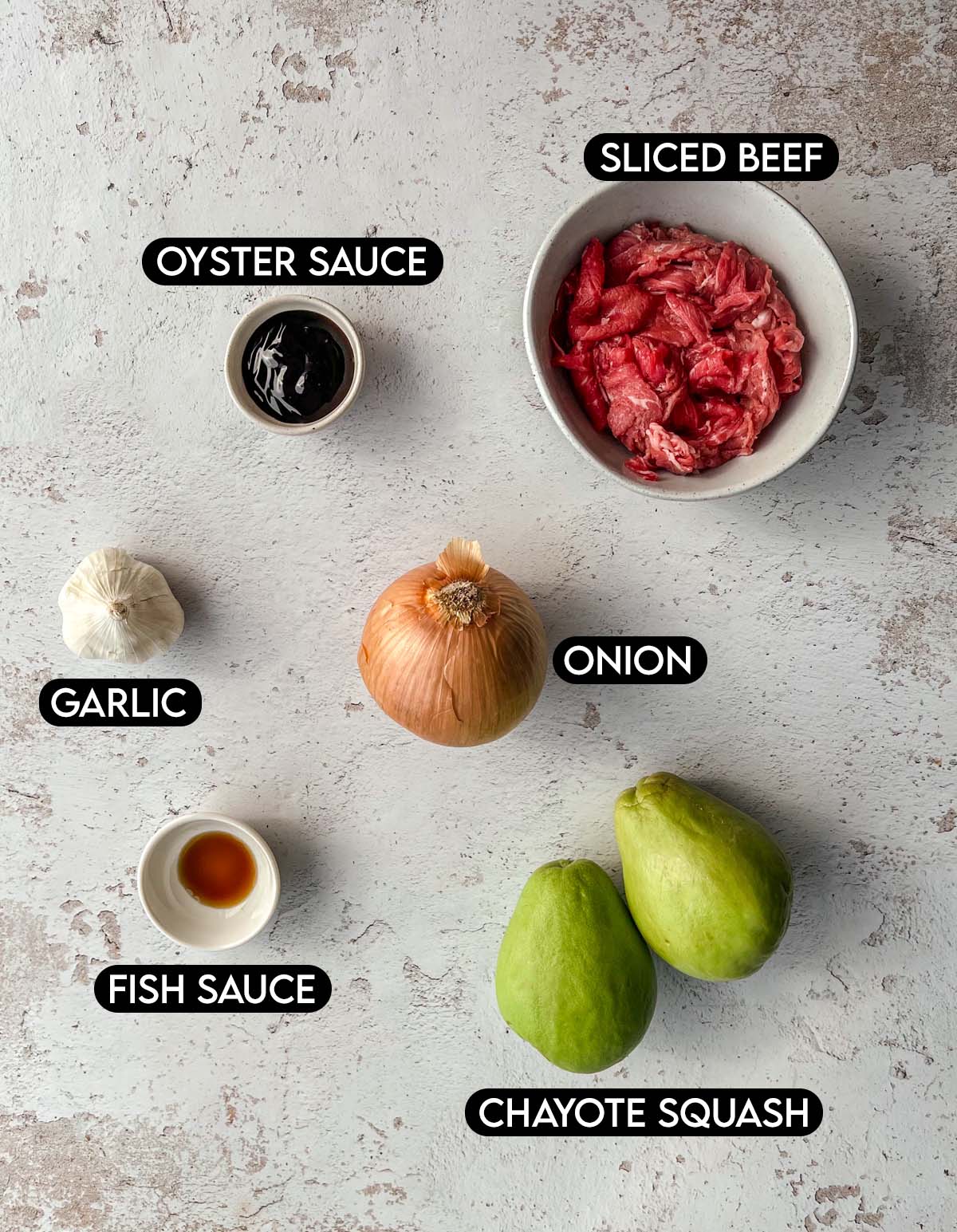 Ingredients for su su xao thit