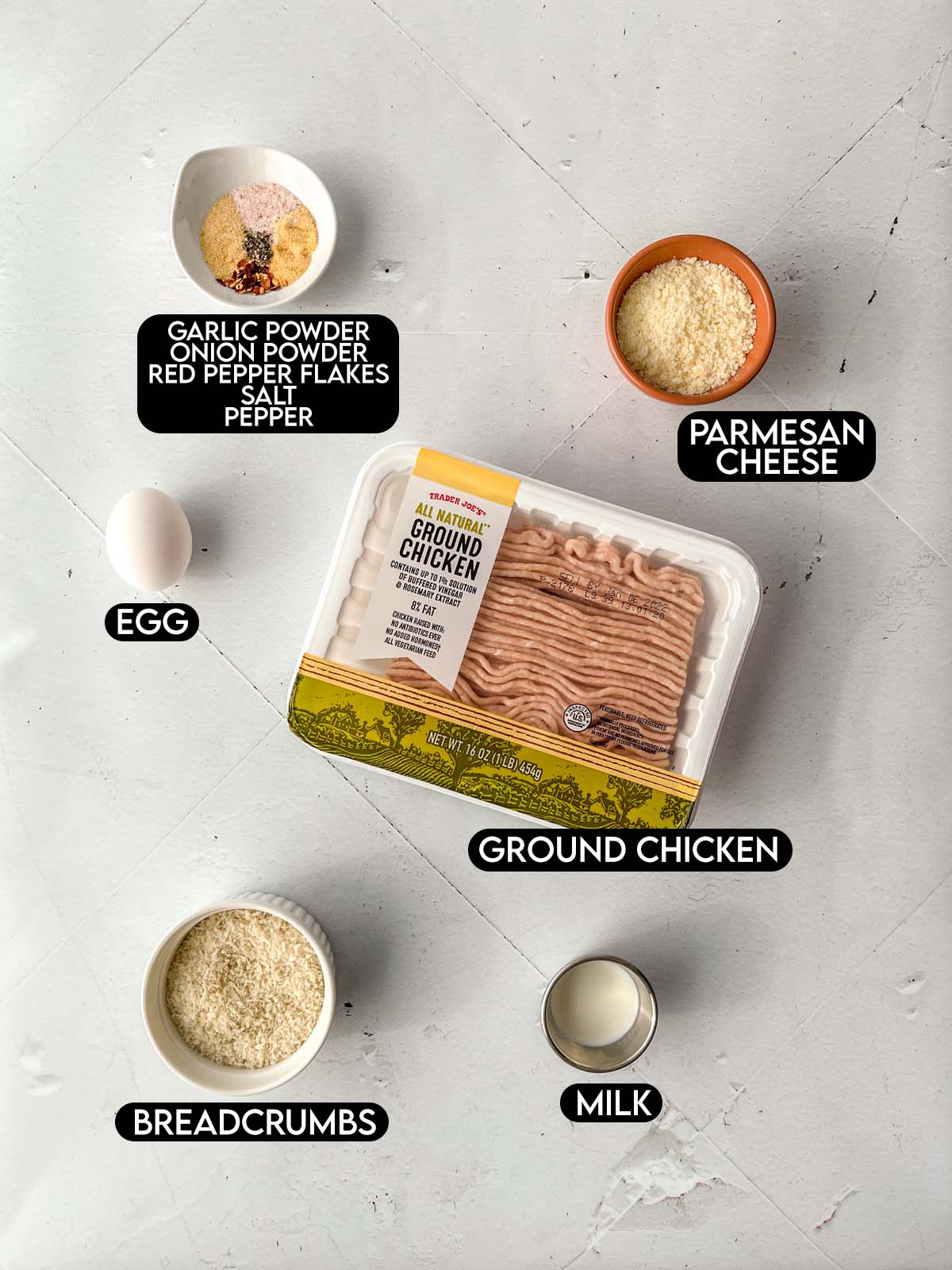 Ingredients for chicken balls