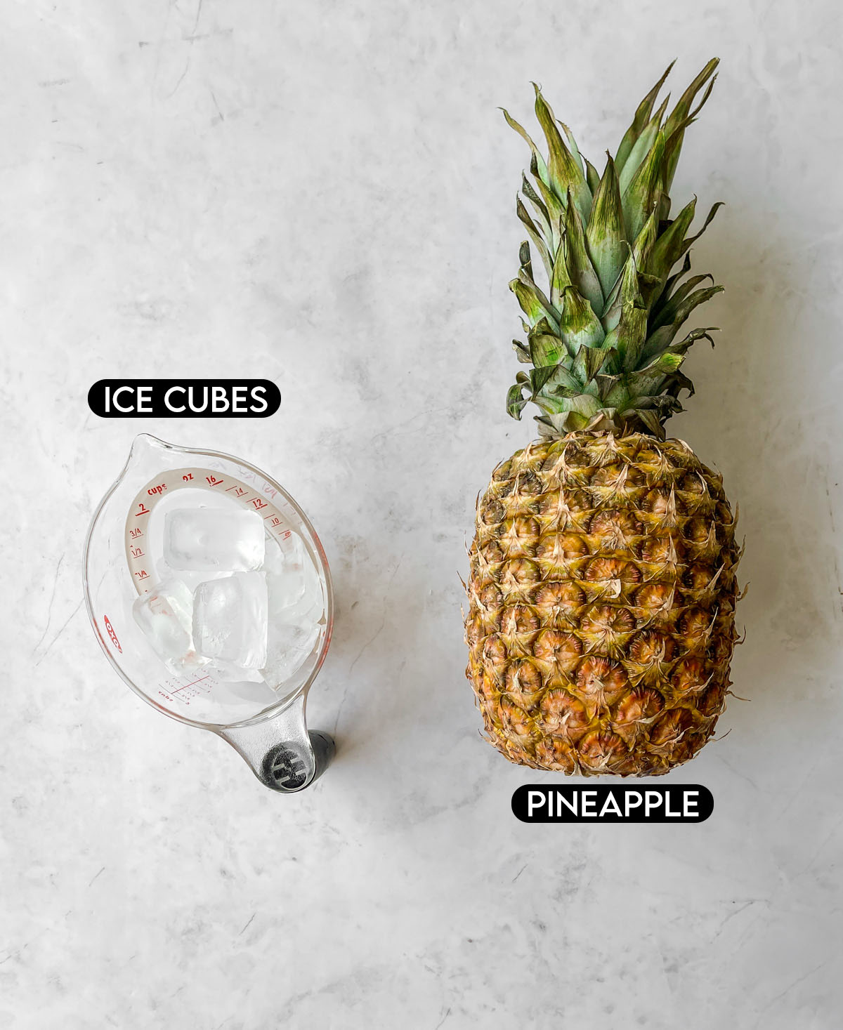 Labeled ingredients for Pineapple Slushie.